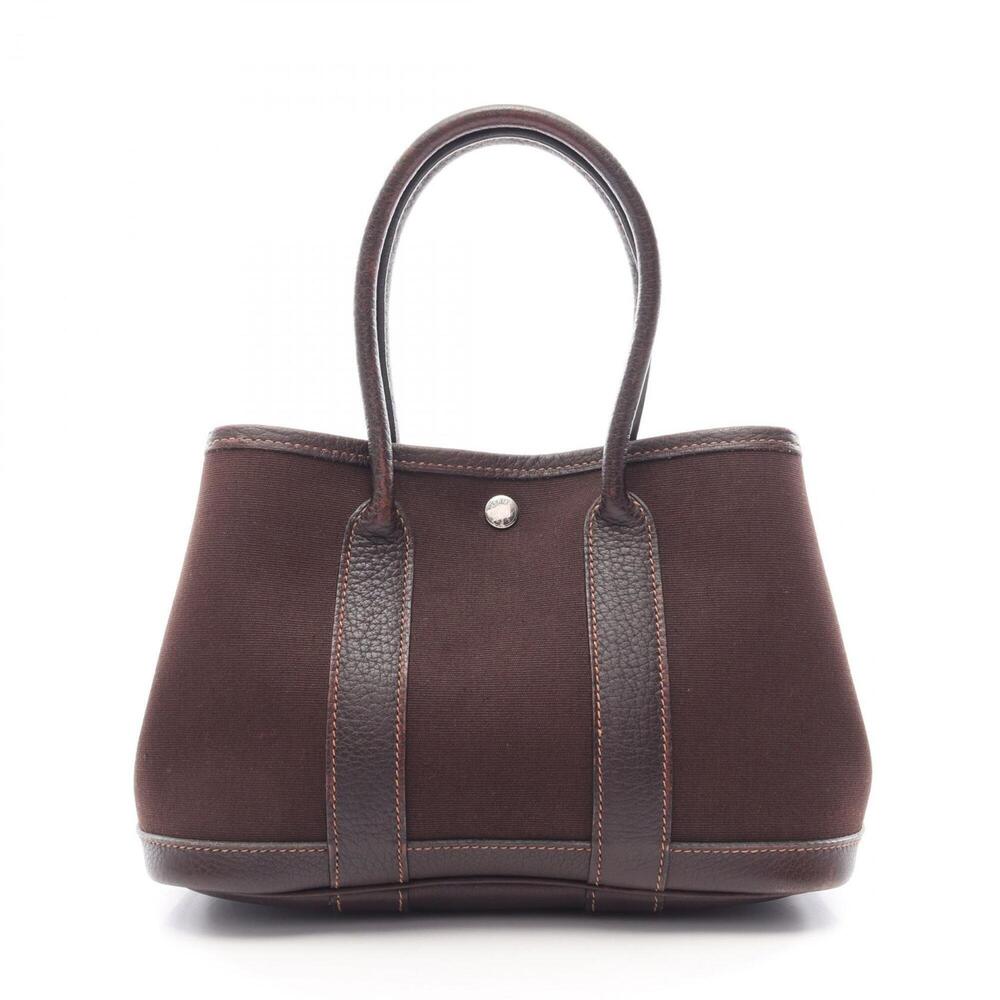 Hermes Garden Party TTPM Tote Bag Handbag Canvas Leather Toile Officier Buffl...